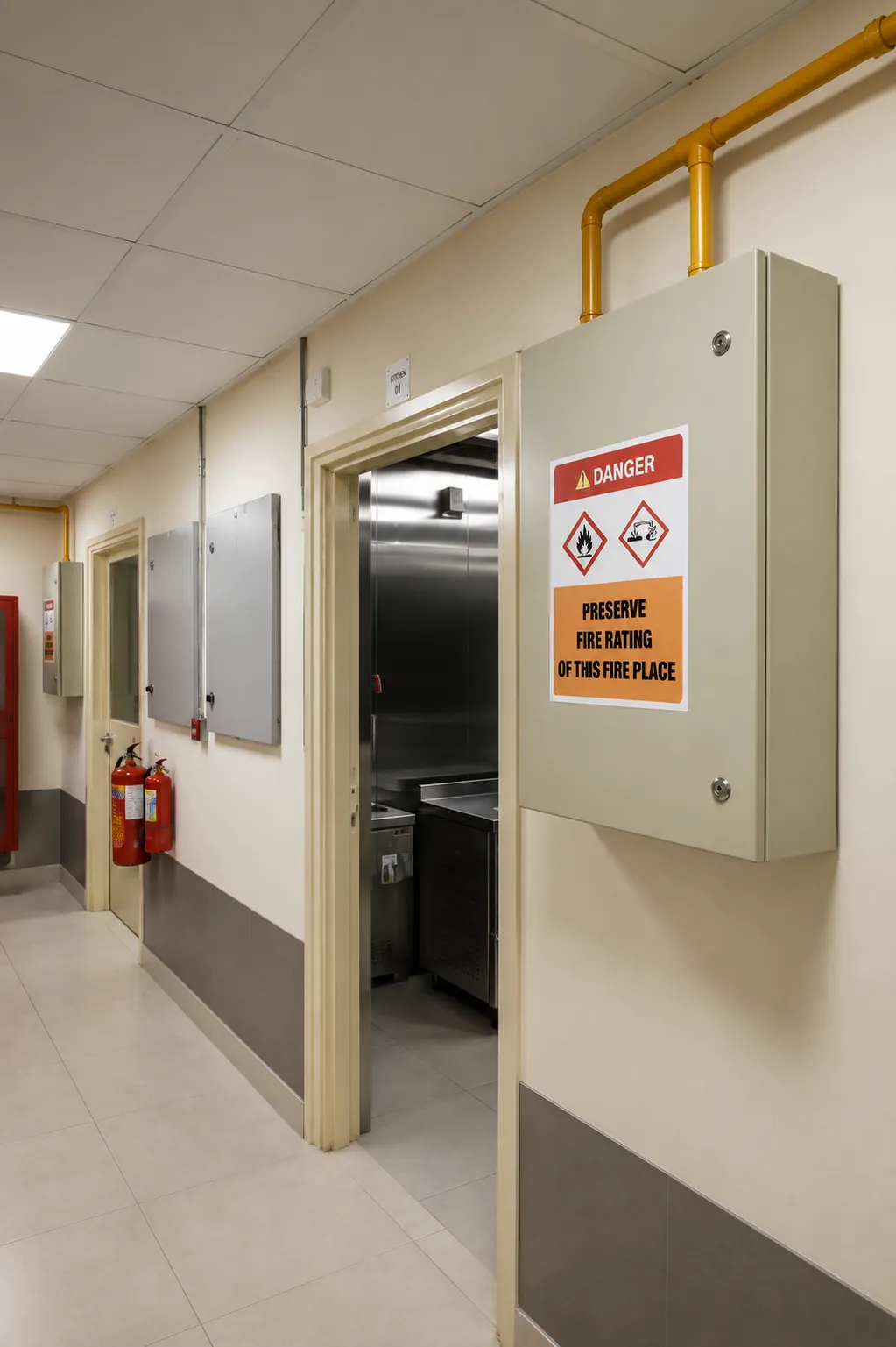Royal Express DIP facility — Kitchen 01 · Fire-Rated Entry